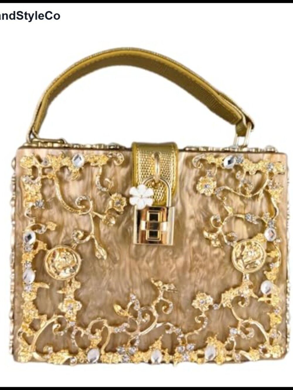 Acrylic Flower Crossbody Shoulder Bag Rhinestone Evening Box Handbag